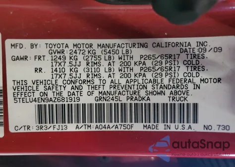 2010 Toyota Tacoma Double Cab из США, поврежденный, VIN 5TELU4EN9AZ681919